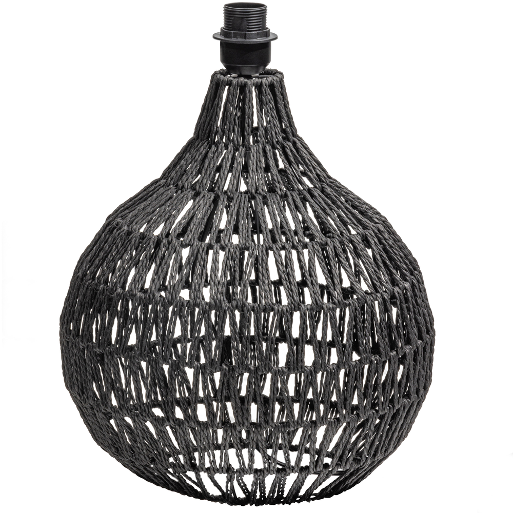 Macy tafellampvoet rattan look zwart, vooraanzicht