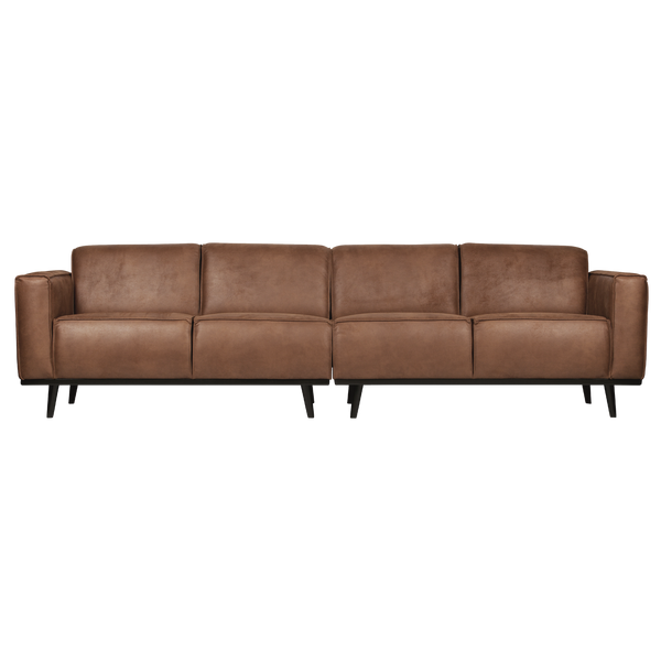 Statement 4-places 280 cm eco cuir cognac, vue de face