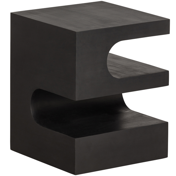 Toma side table mango wood black, front view