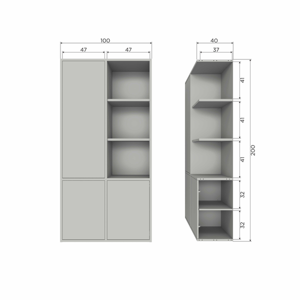 Merel storage cabinet pine dust, dimension drawing