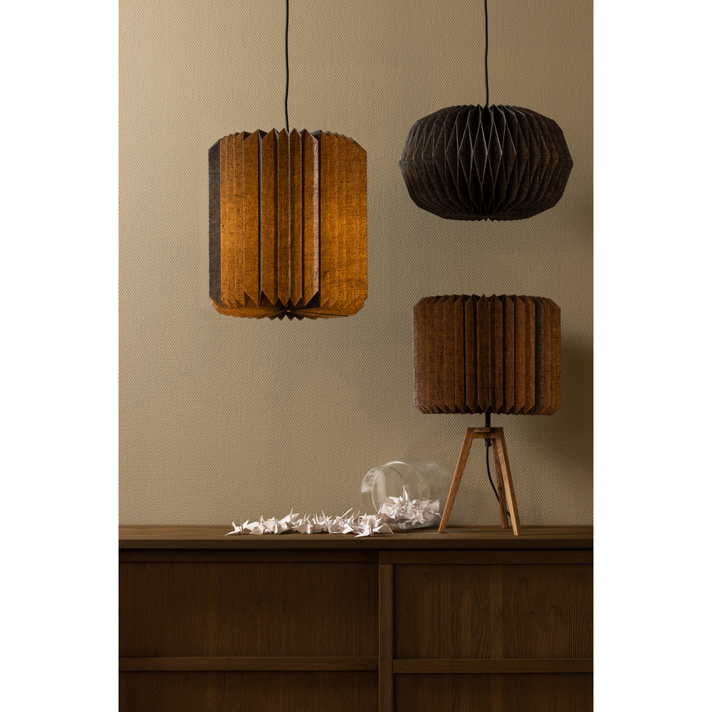 Globe hanglamp papier naturel/zwart, sfeerfoto