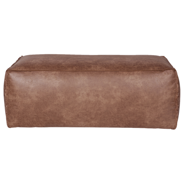 Rodeo pouf 43x120x60 cm eco cuir cognac, vue de face