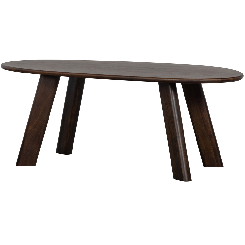 Roundly eettafel/bureau mango hout walnoot 200x100, schuin vooraanzicht