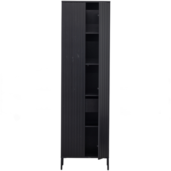 New Gravure hoge kast met lade grenen zwart, rechterkant