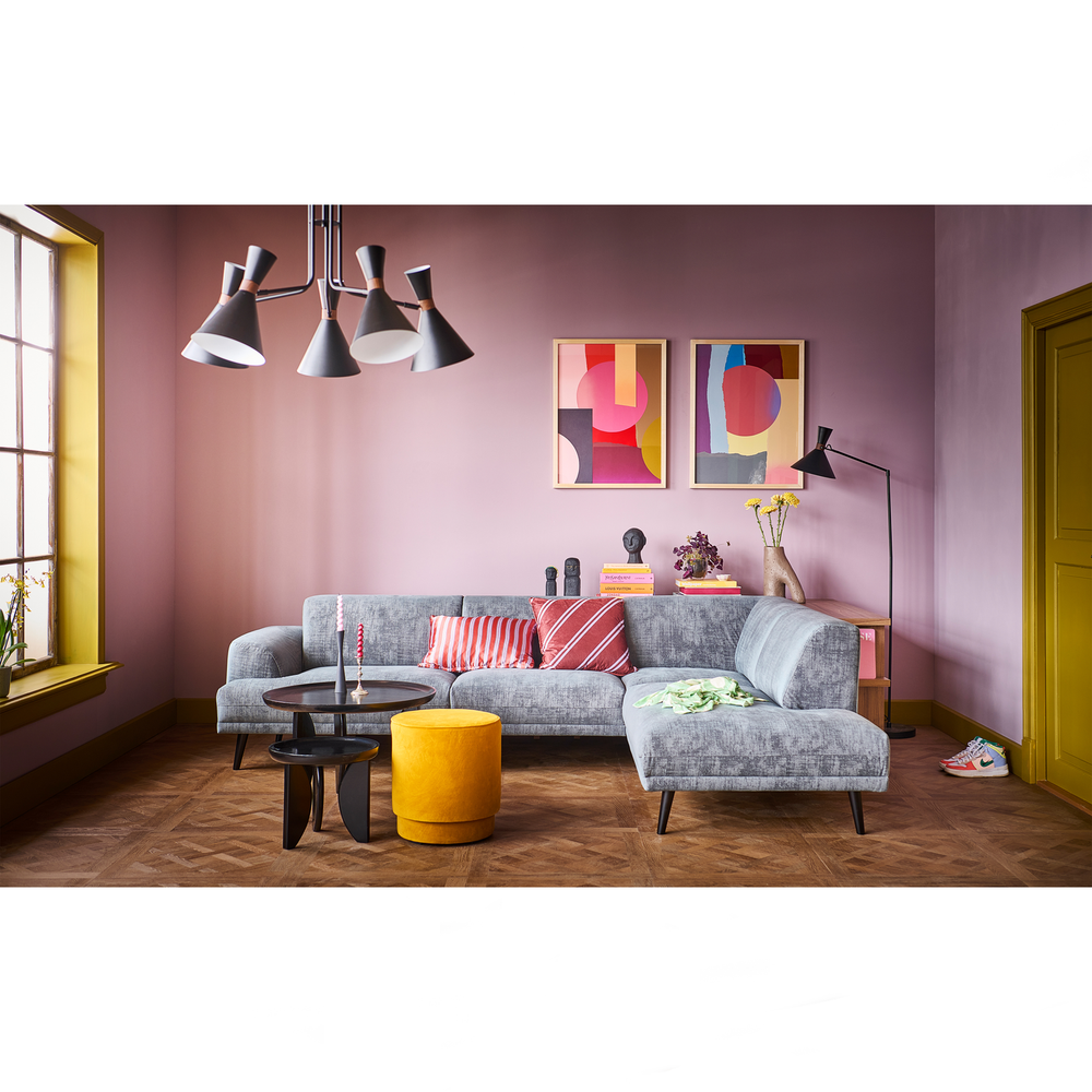 Family 1-seater element round corner left sand, room setting