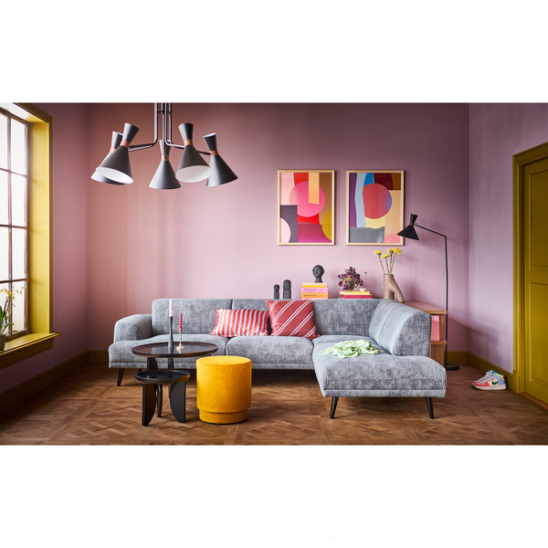 Family 1-seater element round corner left sand, room setting