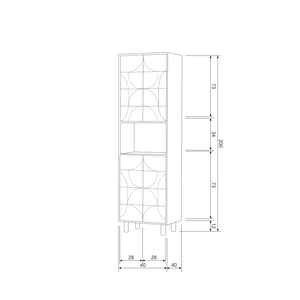 Draw armoire de rangement à 4 portes avec compartiment ouver, plan avec dimensions