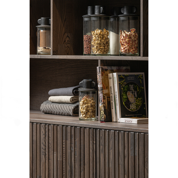 New Gravure wandkast essen fineer espresso, sfeerfoto