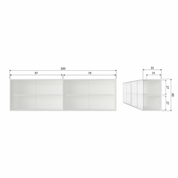 Klink add-on cabinet pine mist, dimension drawing