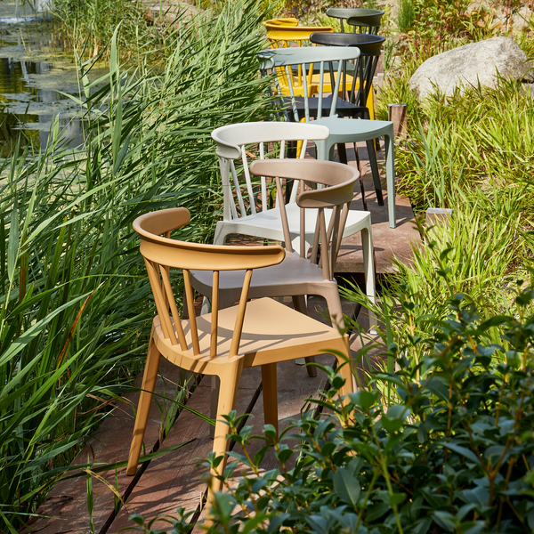 Bliss tuinstoel met spijlen kunststof jadegroen, sfeerfoto
