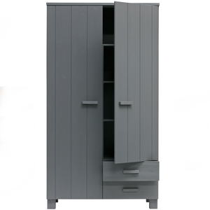 Dennis kast met laden grenen steel grey, vooraanzicht