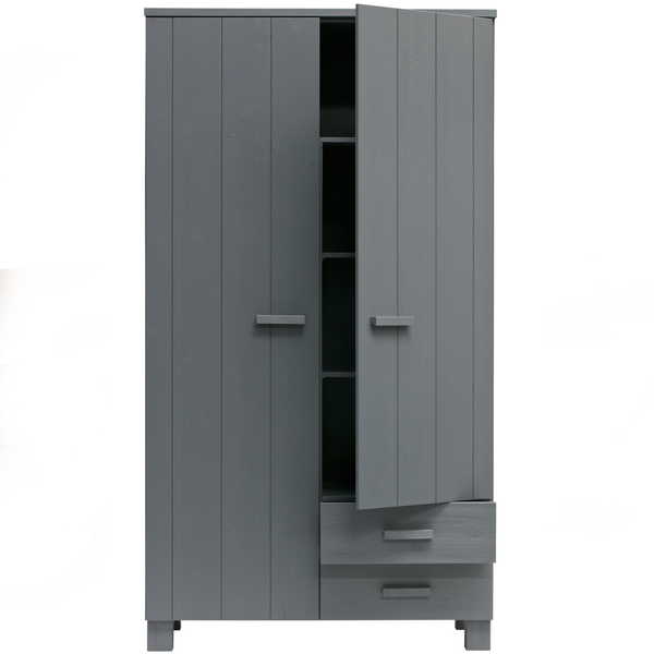 Dennis kast met laden grenen steel grey, vooraanzicht