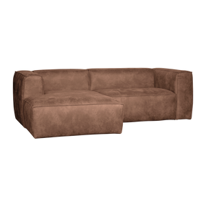 Bean canapé chaise longue gauche éco-cuir cognac, vue de face
