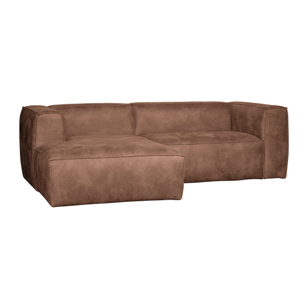 Bean canapé chaise longue gauche éco-cuir cognac, vue de face