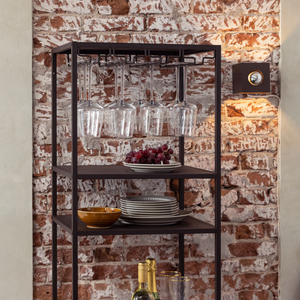 Reese multipurpose wine/beverage rack metal dark brown, room setting