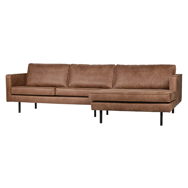 Rodeo chaise longue right ecoleather cognac, front view