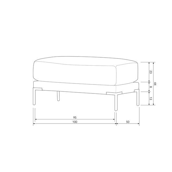 Couple pouf 50 cm marron chocolat, plan avec dimensions