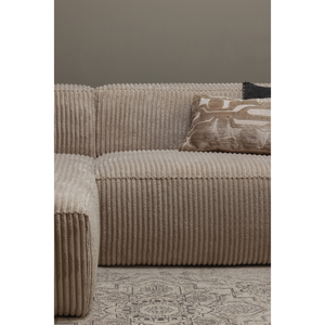 Bean chaise longue sofa left corduroy travertine, room setting