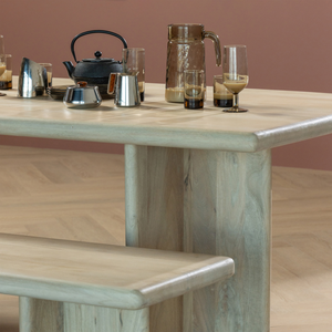 Ato banc à manger 220 x 45 cm bois de manguier naturel, photo d'ambiance