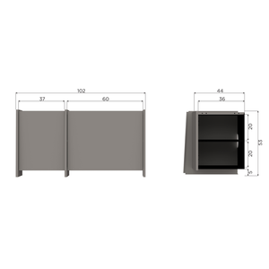 Brock tv unit 102 cm ash veneer warm grey, dimension drawing