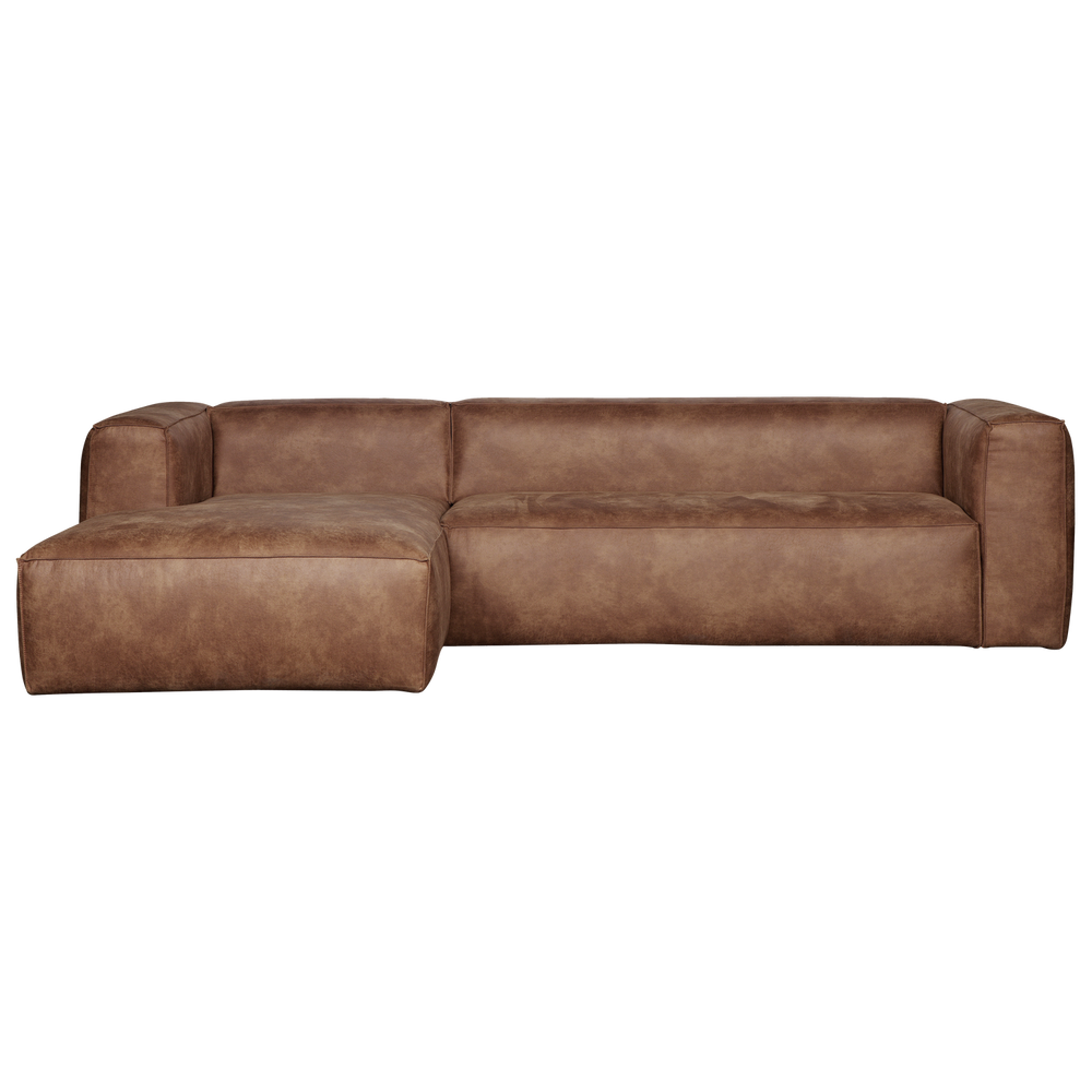 Bean corner sofa left ecoleather cognac, front view