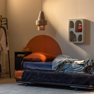 Lucy lit gigogne simple métal noir 90x200 cm, photo d'ambiance