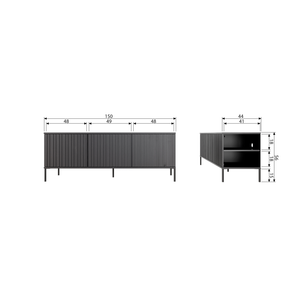 New Gravure tv meubel 150 cm grenen dust, maattekening