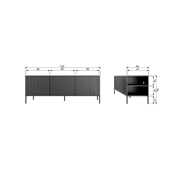 New Gravure tv meubel 150 cm grenen dust, maattekening