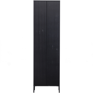 New Gravure hoge kast met lade grenen zwart, vooraanzicht