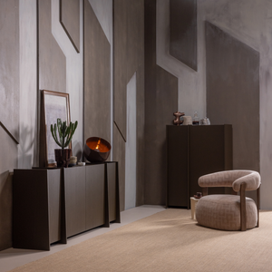 Foon fauteuil 3d structuurstof zand, sfeerfoto