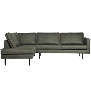 Rodeo corner sofa left ecoleather army, front view