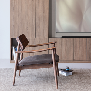 Bask armchair walnut wood brown, room setting