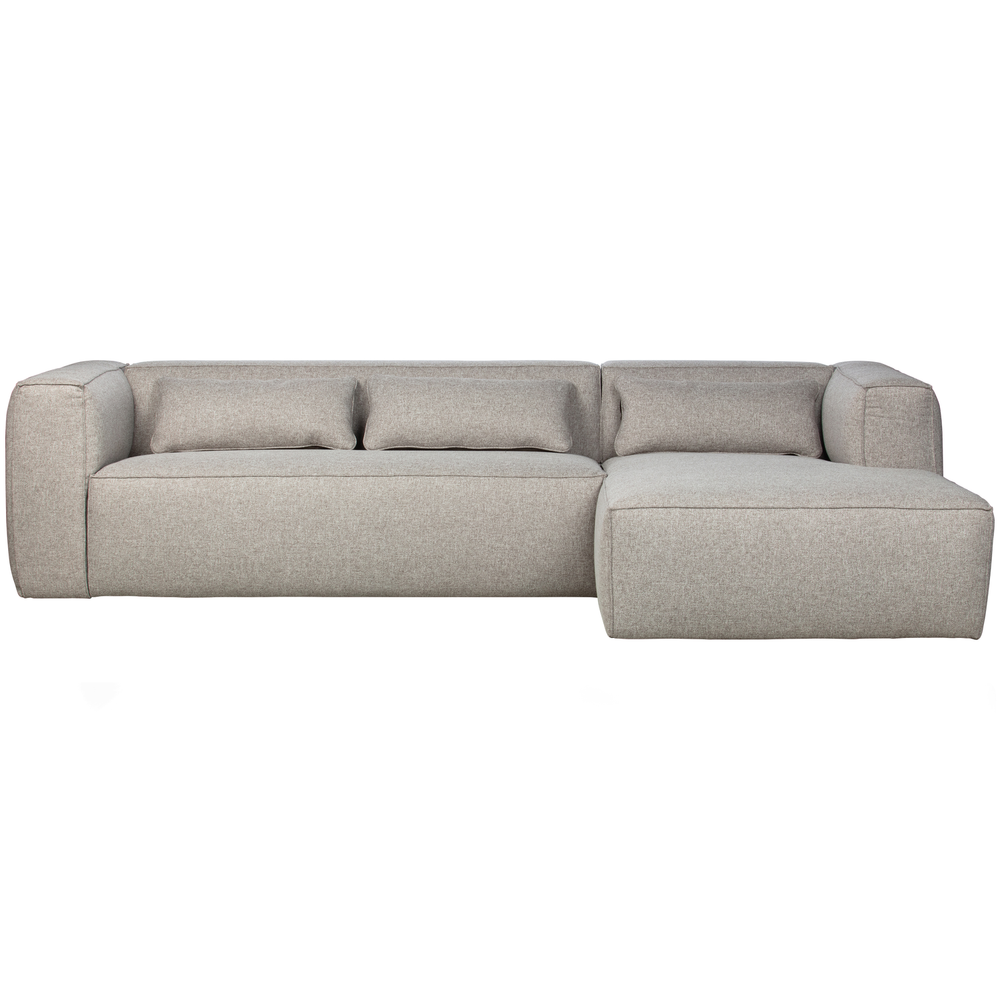Bean corner sofa right incl. cushions light grey melange, front view