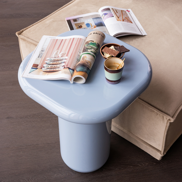 Zava table d'appoint haut brillant bleu clair, photo d'ambiance