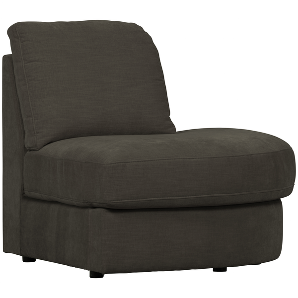 Family 1-place element angle rond droit tissu anthracite, vue de face