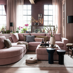 Family pouf tissu rose, photo d'ambiance