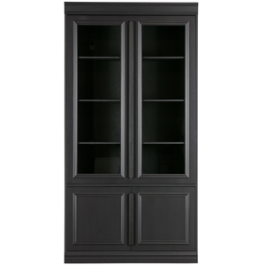 Organize glass-door display case 44 cm pine matt black, front view