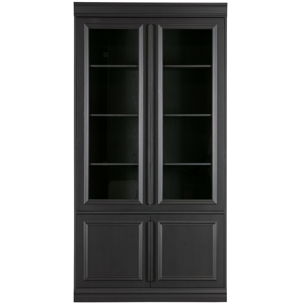 Organize glass-door display case 44 cm pine matt black, front view
