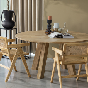 Rhonda XL table à manger ø150 cm chêne naturel, photo d'ambiance