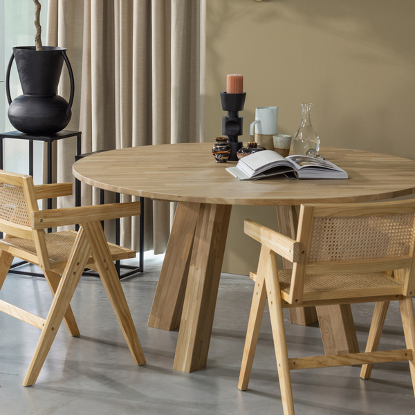 Rhonda XL table à manger ø150 cm chêne naturel, photo d'ambiance
