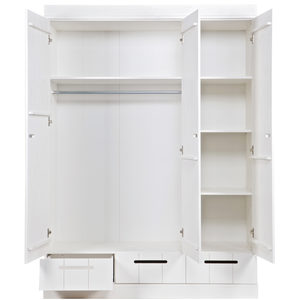 Connect armoire 3 portes + tiroirs blanc, vue de face