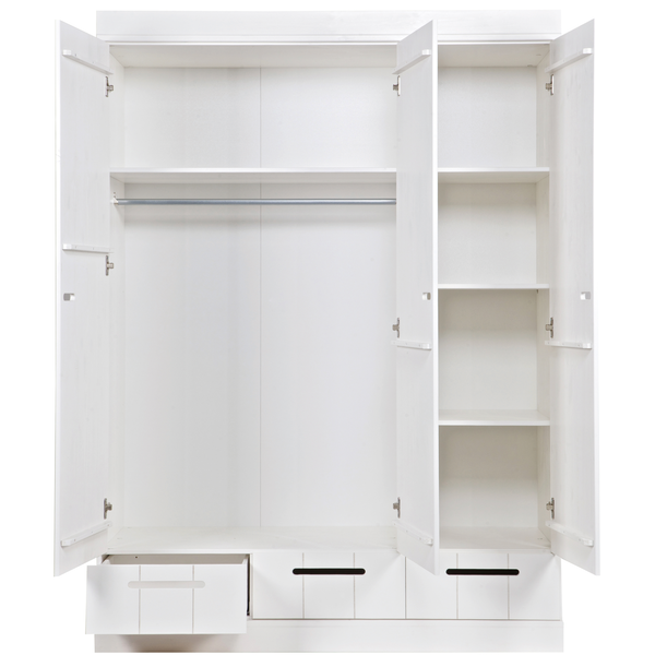 Connect armoire 3 portes + tiroirs blanc, vue de face