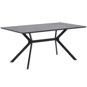 Bruno table à manger rectangle mdf noir 160x90 cm, vue de face inclinée