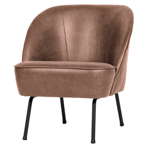 Vogue fauteuil eco cuir cognac, vue de face inclinée