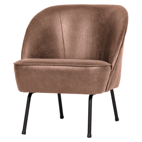 Vogue fauteuil eco cuir cognac, vue de face inclinée