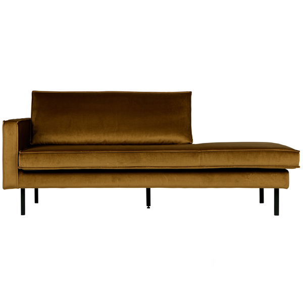 Rodeo daybed left velvet honey yellow, front view