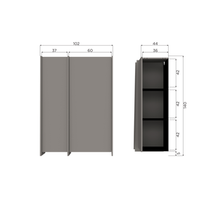 Brock 2-deurs kast essen fineer warmgrijs, maattekening