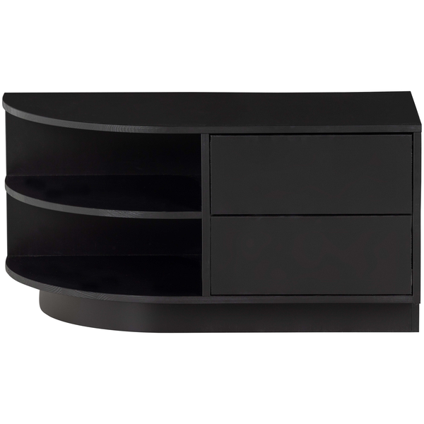 Finca meuble tv rond gauche 78 cm bois profond noir, vue de face