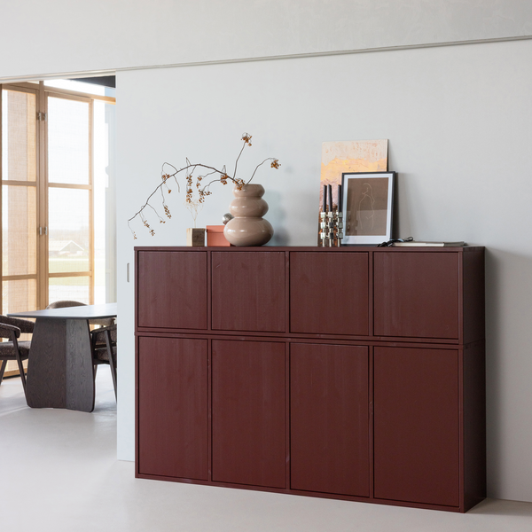 Merel TV unit pine burgundy, room setting
