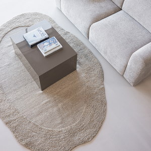 Tapis Milio Organique 170x240 cm laine/coton sable, photo d'ambiance